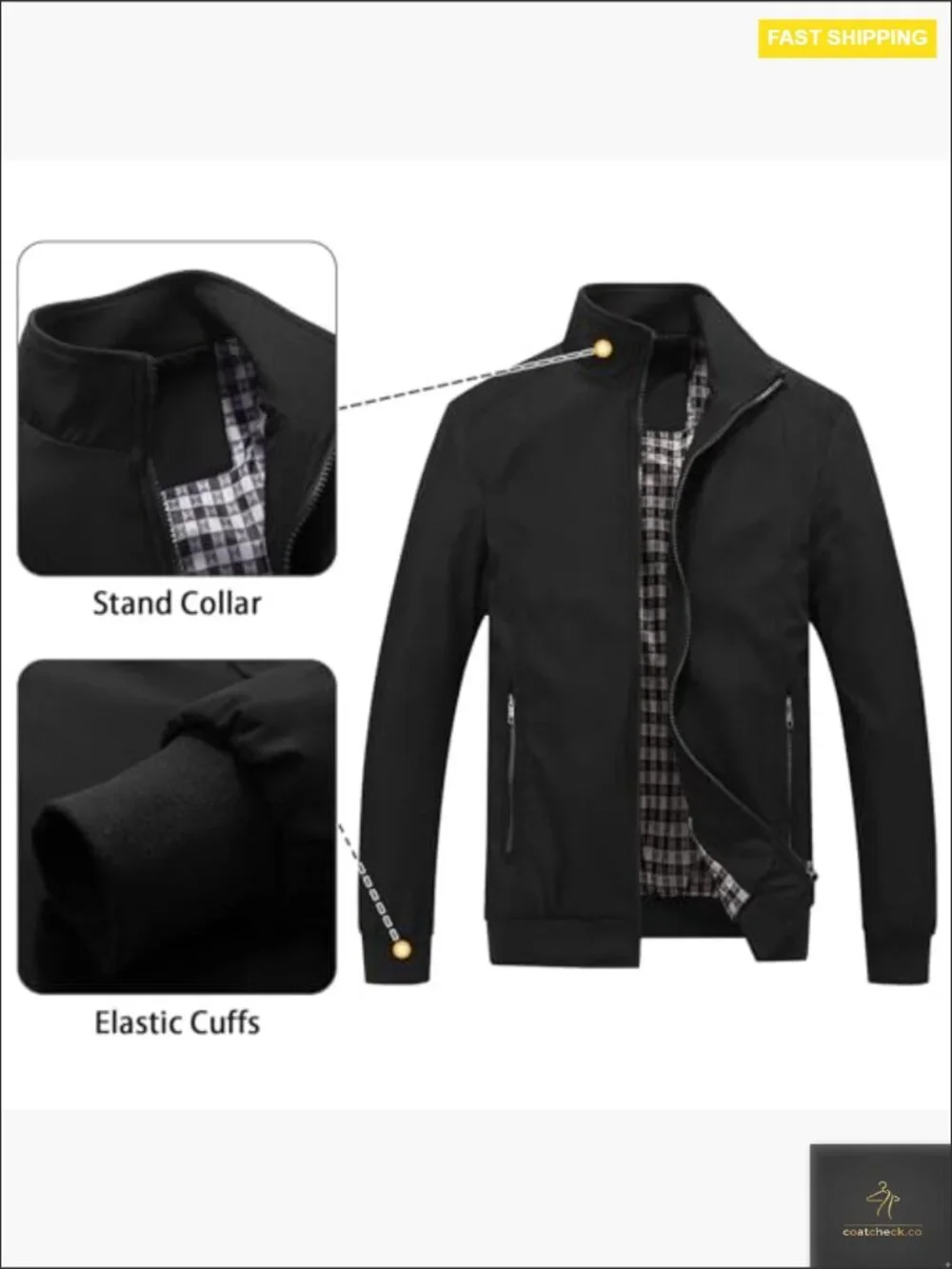 Men's Lightweight Windbreaker Flight Jacket Classic Fit Polyester Casual Outwear